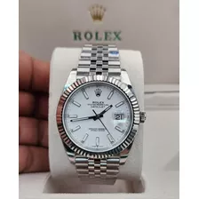 Reloj Rol Datejust Acero/blanco Oyster Eta Suizo Grabado 41