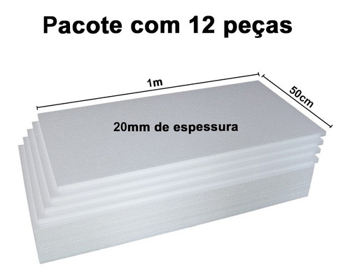 Placa De Isopor Espessura 20mm Pacote C/12 Unidades 100x50cm