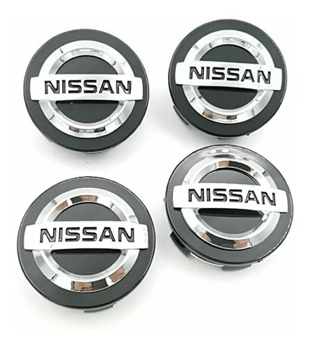 4x Centro Tapn De Rin Nissan 54mm Color Plata / Negro 4 Pzs Foto 4