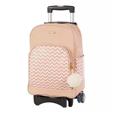 Bolsa Mochila Carrinho Escolar Gg Nylon Chevron Rose