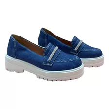 Mocassim Lais Azul Jeans Escuro/ Sola Off