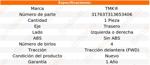 1- Maza Trasera Izq/der Sin Abs Corsa L4 1.4l 02 Tmk Foto 2