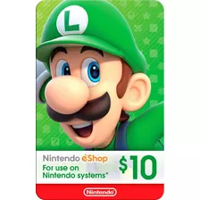 Tarjeta Nintendo Eshop 10 Usd Región Usa 
