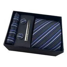 Set Corbata + Pañuelo + Mancuernilla Hombre 5 Piezas Classic