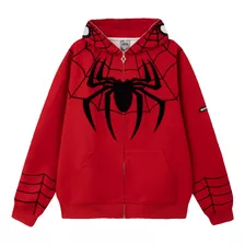 Chaqueta Hip Hop Con Capucha Y Estampado De Telaraña