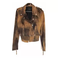 Campera De Cuero Diesel Mujer Marrón Gastado