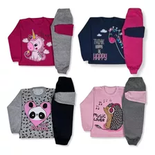 Kit 4 Conjunto Moletom Infantil Inverno Roupa De Frio Menina