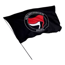 Bandeira Antifacista 1,50m X 1m Com Bastão De Madeira Cor