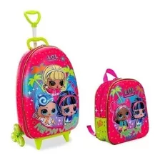 Mochila Infantil De Rodinha Mochilete Lol Maxtoy Cor Rosa