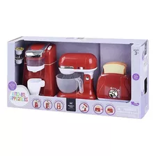 Set Juguetes De Cocina Cafetera Tostador Batidora Roja / J