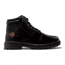 Bota Masculina Coturno Cano Baixo Em Couro Zíper Preto Café