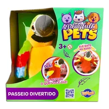 Arara Verde Pelucia Passeio Divertido Com Movimentos Toyng