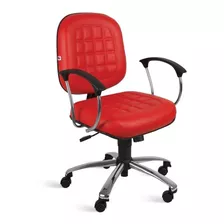 Cadeira Diretor Relax Braços Couríssimo Vermelho Turquesa