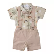 Conjunto Infantil Safari Luxo Social Masculino 4pcs 