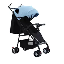 Coche Para Bebe Con Capota Expandible Fino Obseq 701-5 Color Azul Acero Chasis Blanco