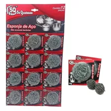 Esponja De Aço Para Brilho Inox 10g Anti Bactéria C/12 Garbo