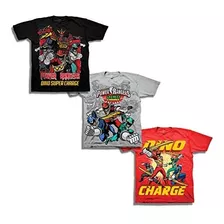 Súper Dino Carga 3 Pack Camiseta Little Boys' Power Rangers 