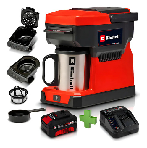 Cafetera Inalambrica Einhell Filtro Capsula + Bat 4.0 Ah Rojo