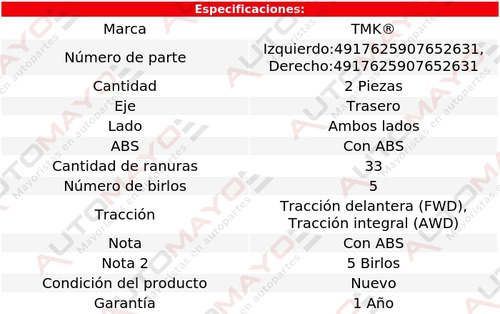2) Mazas Traseras Con Abs Tmk Torrent V6 3.4l 2006-2009 Foto 2