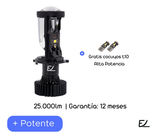 Bombillo Luz Led H4 Proyector Lupa Carro O Moto Altas/bajas Foto 2