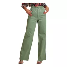 Calça Feminina Wide Leg Em Sarja