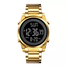 Relógio Masculino Skmei Digital 1611 Sk40161 Dourado Cor Do Fundo Preto