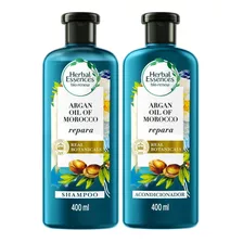 Kit Cuidado Del Cabello Shampoo Y Acondicionador Herbal Essences Bio:renew Aceite De Argán Repara 400 Ml + 400 Ml