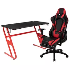 Muebles Flash Escritorio Rojo Para Juegos Y Reposapiés Rojo 