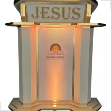 Púlpito Josué De Madeira Com Logomarca Para Altar De Igreja