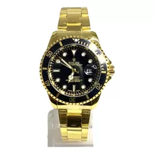 Relógio De Luxo Submariner Dourado Quartz