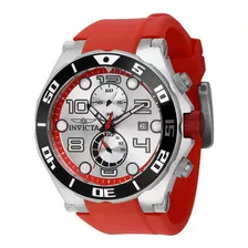 Reloj Para Hombre Invicta Pro Diver Inv40016 Plata Color De La Correa Rojo Color Del Bisel Negro Color Del Fondo Plateado