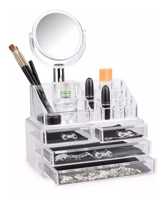 Caja Organizador Cosméticos Espejo Cosmetiqueros Maquillaje