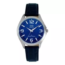 Reloj Q&q Hombre Acero 100% Original Color De La Correa Negro Color Del Bisel Plateado Color Del Fondo Azul Marino