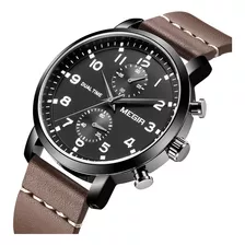 Reloj Para Hombre Megir Cuero Excelente Calidad