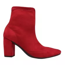 Bota Solamello Cano Baixo Stretch Salto Alto Grosso Vermelho