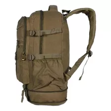 Mochila Masculina Lona Notebook Caça Viagem 50 Litros Grande Cor Marrom Desenho Do Tecido Lona Reforçada