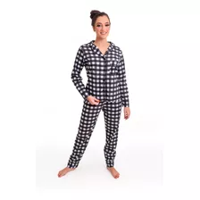 Pijama Feminino Inverno Adulto Americano Longo De Frio Malha