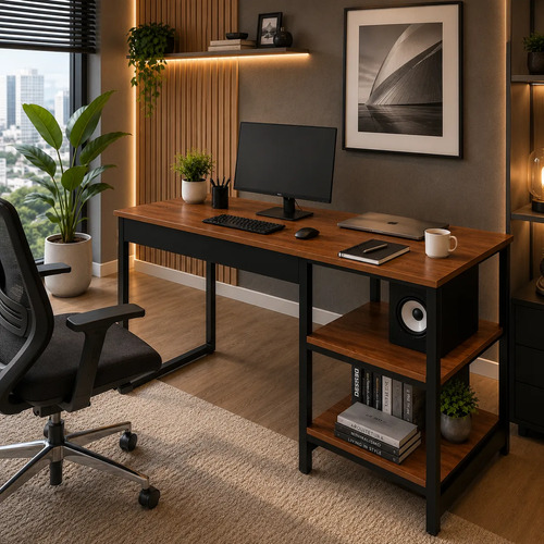 Escrivaninha Mesa Para Escritório Industrial Home Office Nature
