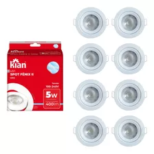 Kit 8 Spot Led 5w Branco Frio Quadrado/redondo Embutir Gesso