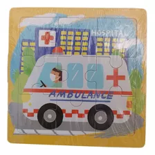 Puzzle Rompecabezas Ambulancia 9 Piezas De Madera - Infantil