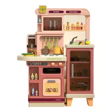 Cozinha Infantil Luxo Completa Bebedouro Vapor Som Luz 103cm Cor Rose