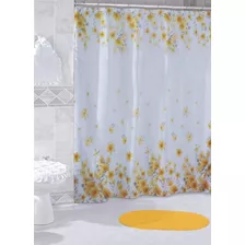 Cortina De Tela Teflón Para Baño Estampado Floral 