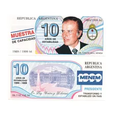 Billete Menem 1999 Menemtrucho Sin Circular Nuevo