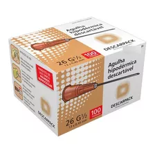 Caixa Agulha Descarpack Extração Milium Marrom 26g 100un X08