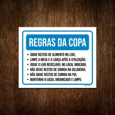 Placa Regras Da Copa Resto Alimento Lixo Limpe Mesa 18x23