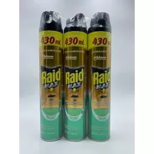 Pack X3 Latas De Insecticida Raid Max Mata Cucarachas 430ml C/u