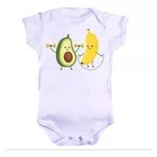 Body Branco Bebê Infantil Abacate E Banana