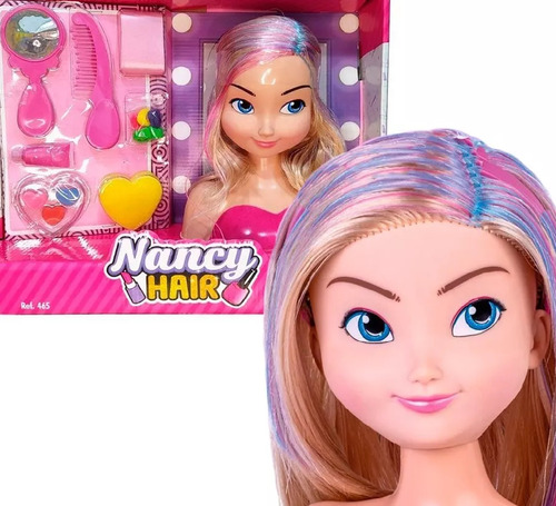 Boneca Nancy Hair Loira Pentear Maquiagem Salão Menina Barbi