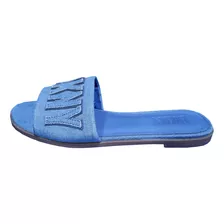 Sandalias Mujer Dkny Mezclilla Azul 24.5 Mx Original