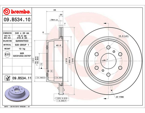 Par Discos Brembo Gmc Sierra 1500 Hybrid 2009-2013 Trasero Foto 2